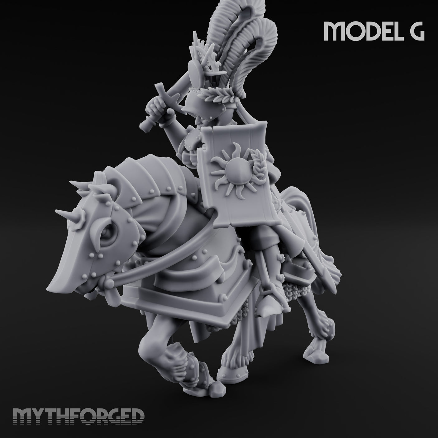 Lance Bearing Plumed Helmed Human Knight on Horseback G Miniature for Dungeons and Dragons, Pathfinder or other TTRPGs