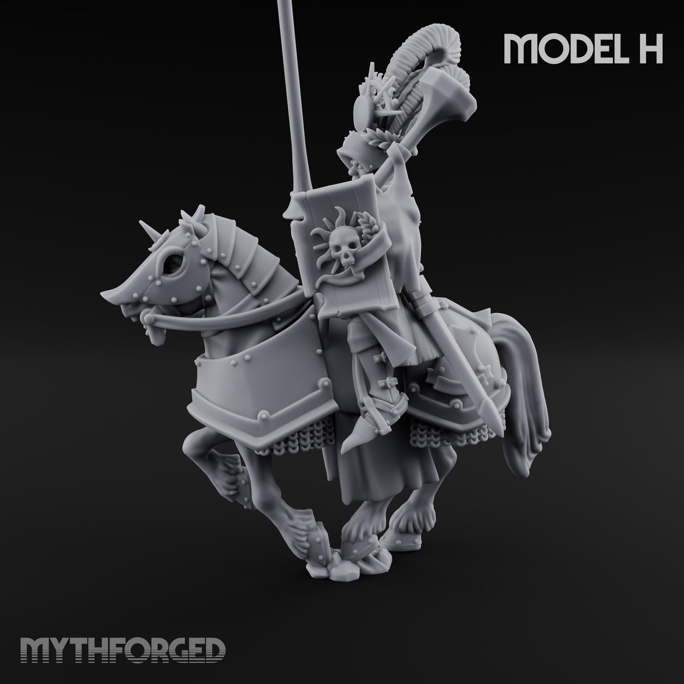 Lance Bearing Plumed Helmed Human Knight on Horseback H Miniature for Dungeons and Dragons, Pathfinder or other TTRPGs