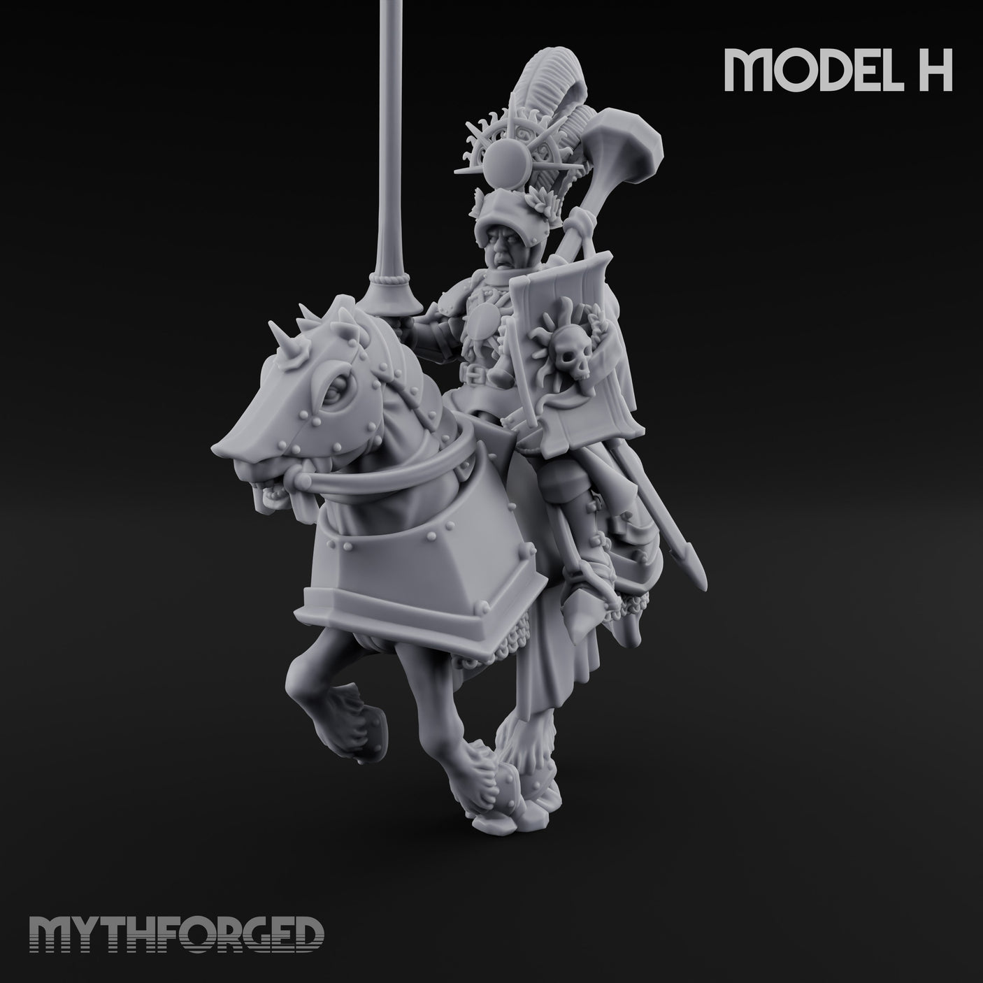 Lance Bearing Plumed Helmed Human Knight on Horseback H Miniature for Dungeons and Dragons, Pathfinder or other TTRPGs