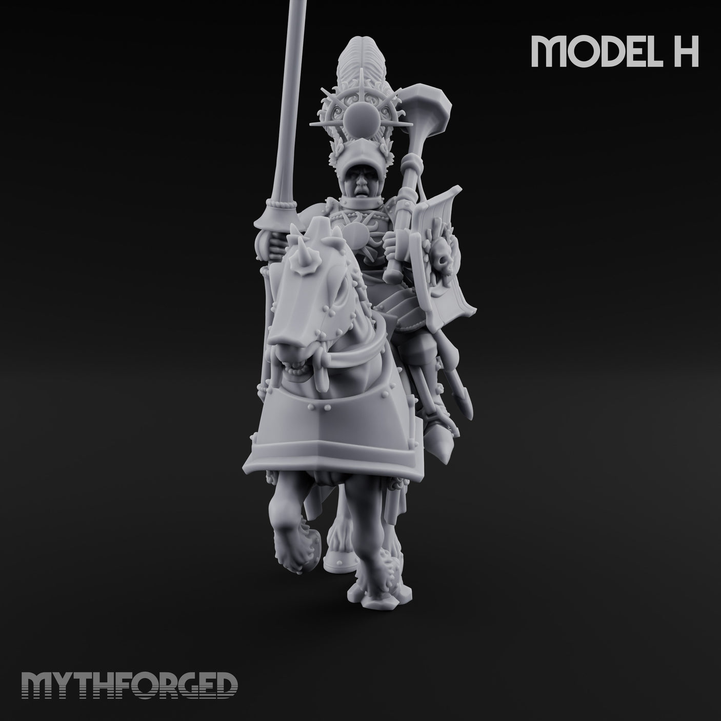 Lance Bearing Plumed Helmed Human Knight on Horseback H Miniature for Dungeons and Dragons, Pathfinder or other TTRPGs