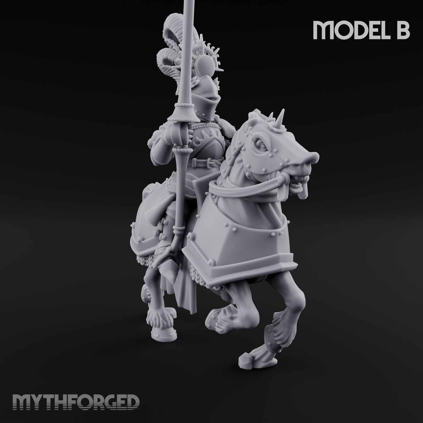 Lance Bearing Plumed Helmed Human Knights on Horseback Miniature for Dungeons and Dragons, Pathfinder or other TTRPGs