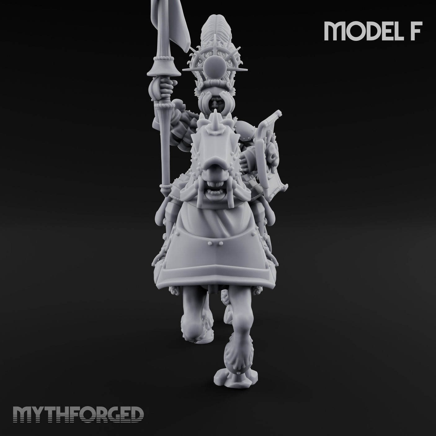 Lance Bearing Plumed Helmed Human Knights on Horseback Miniature for Dungeons and Dragons, Pathfinder or other TTRPGs