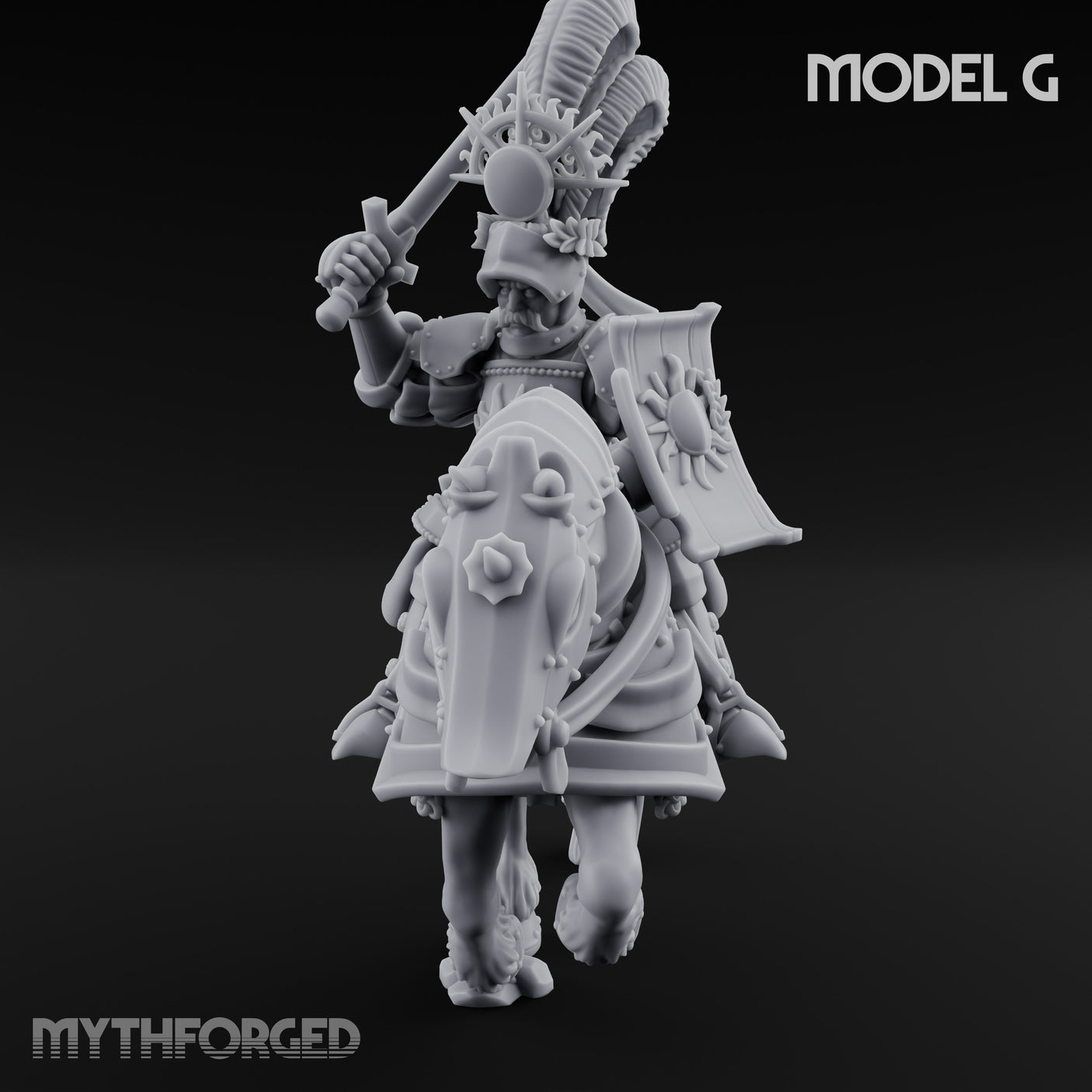 Lance Bearing Plumed Helmed Human Knights on Horseback Miniature for Dungeons and Dragons, Pathfinder or other TTRPGs