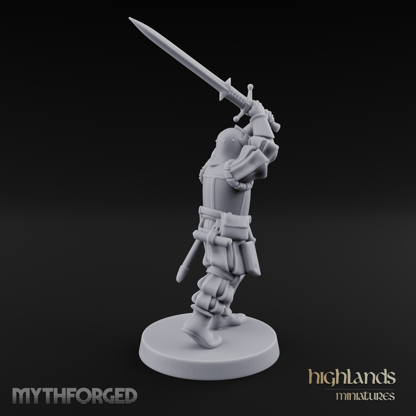 Sword Held High Human Landsknecht Miniature for Dungeons and Dragons, Pathfinder or other TTRPGs
