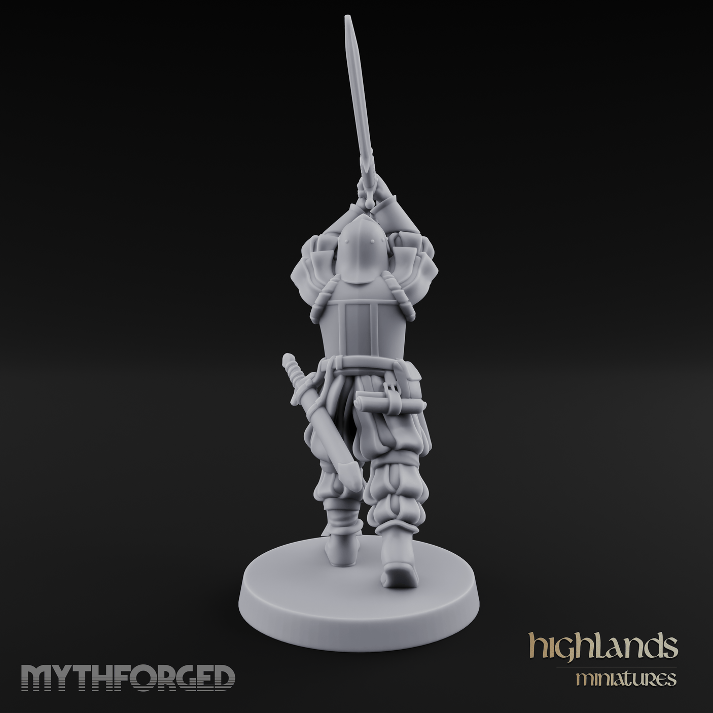 Sword Held High Human Landsknecht Miniature for Dungeons and Dragons, Pathfinder or other TTRPGs