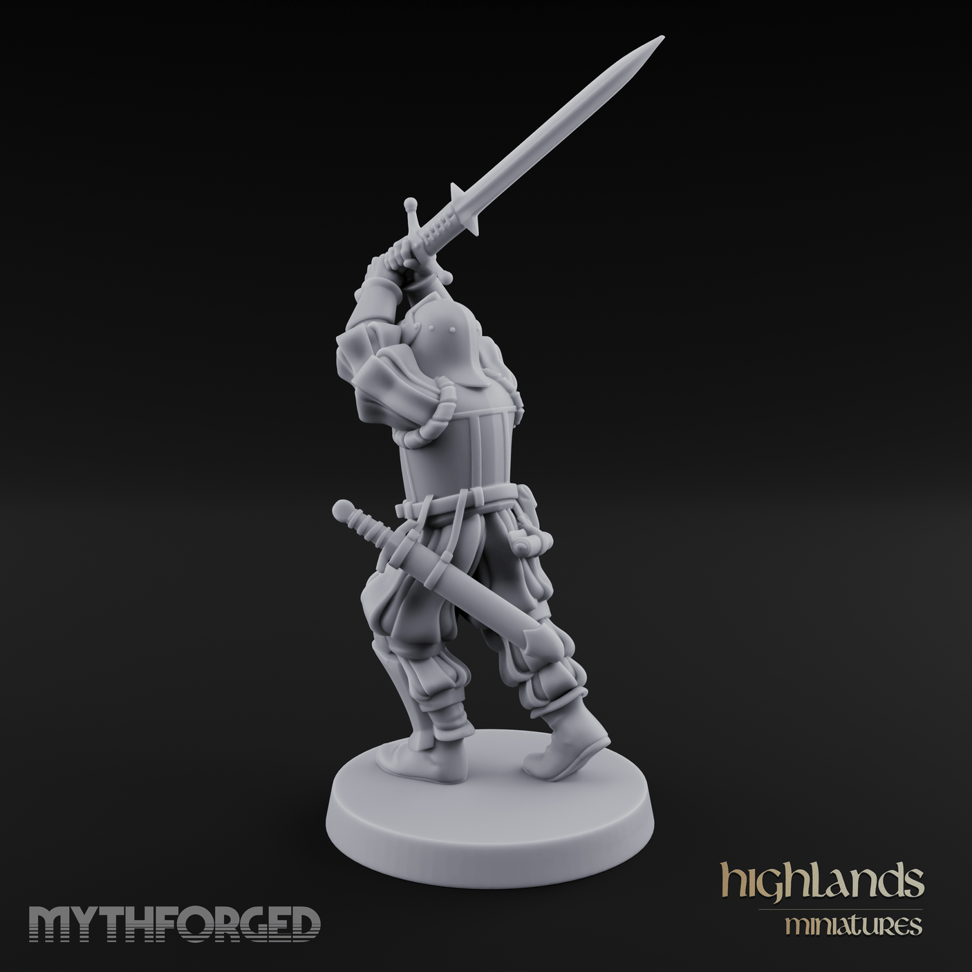 Sword Held High Human Landsknecht Miniature for Dungeons and Dragons, Pathfinder or other TTRPGs