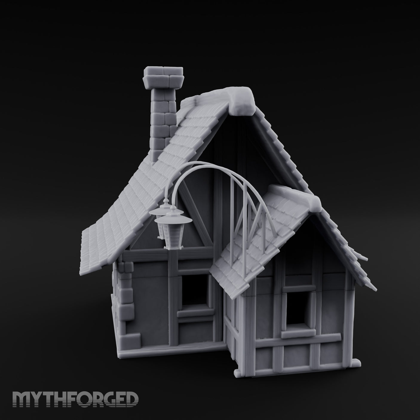 Lantern-Arched Timber-Framed Half-Timbered Townhouse Miniature for Dungeons and Dragons, Pathfinder or other TTRPGs