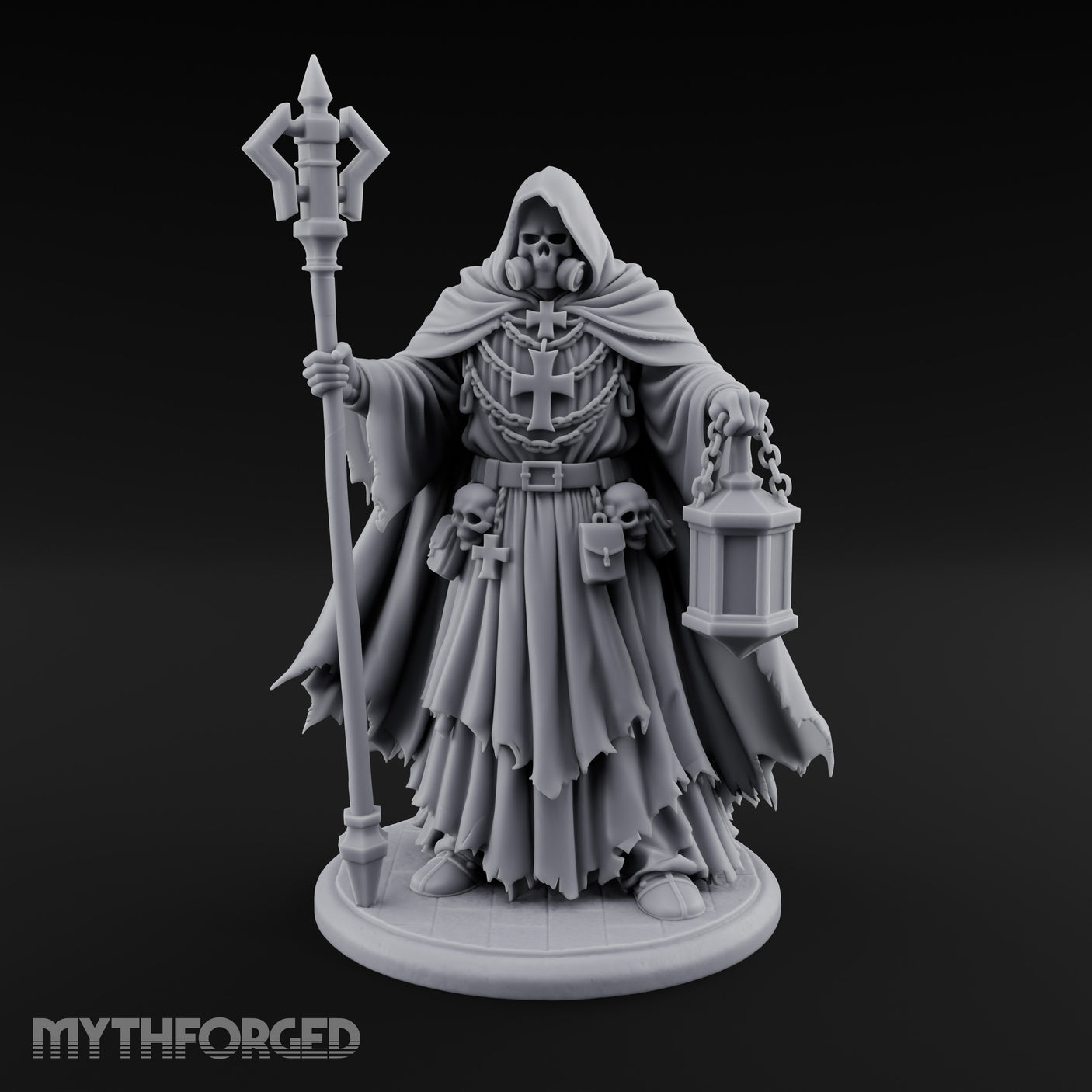 Lantern Bearing Skeleton Mask Priest Miniature for Dungeons and Dragons, Pathfinder or other TTRPGs