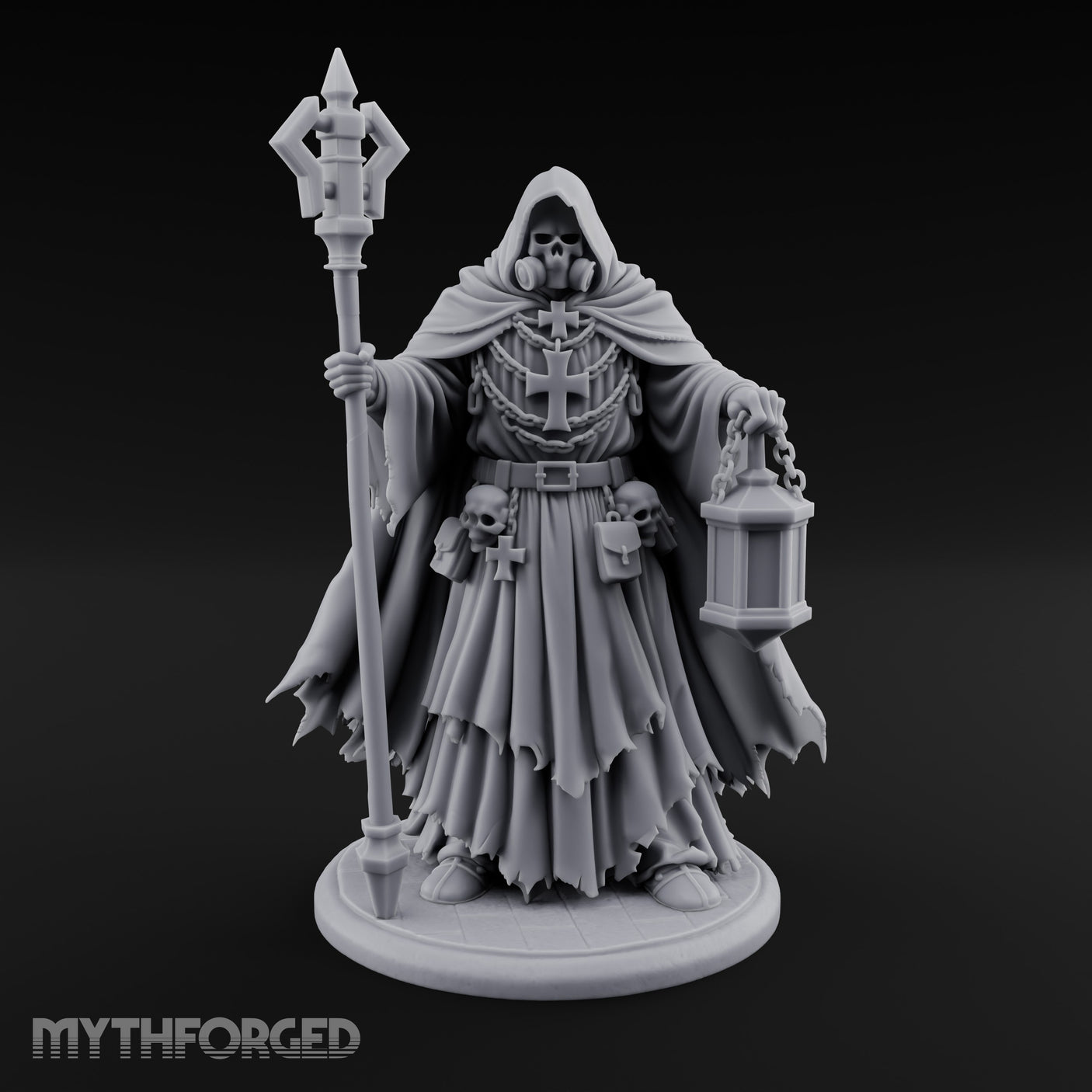 Lantern Bearing Skeleton Mask Priest Miniature for Dungeons and Dragons, Pathfinder or other TTRPGs