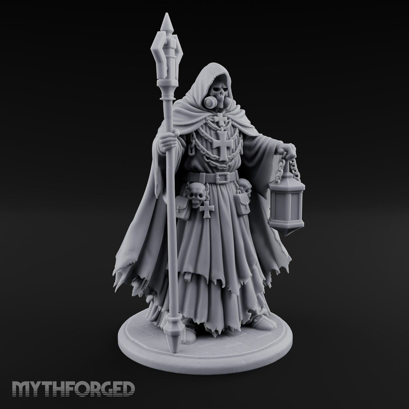 Lantern Bearing Skeleton Mask Priest Miniature for Dungeons and Dragons, Pathfinder or other TTRPGs