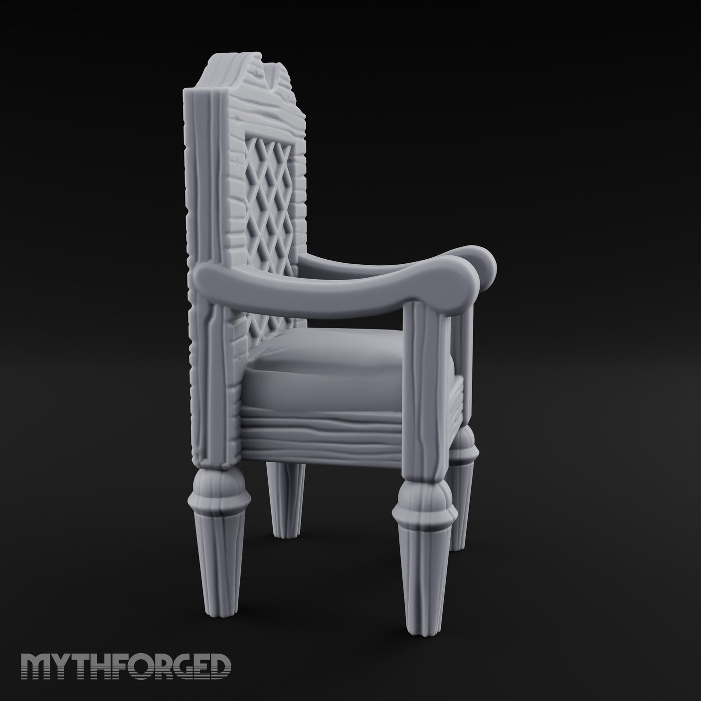 Lattice-Backed Cushion-Seated Pirate Captain's Chair Miniature for Dungeons and Dragons, Pathfinder or other TTRPGs