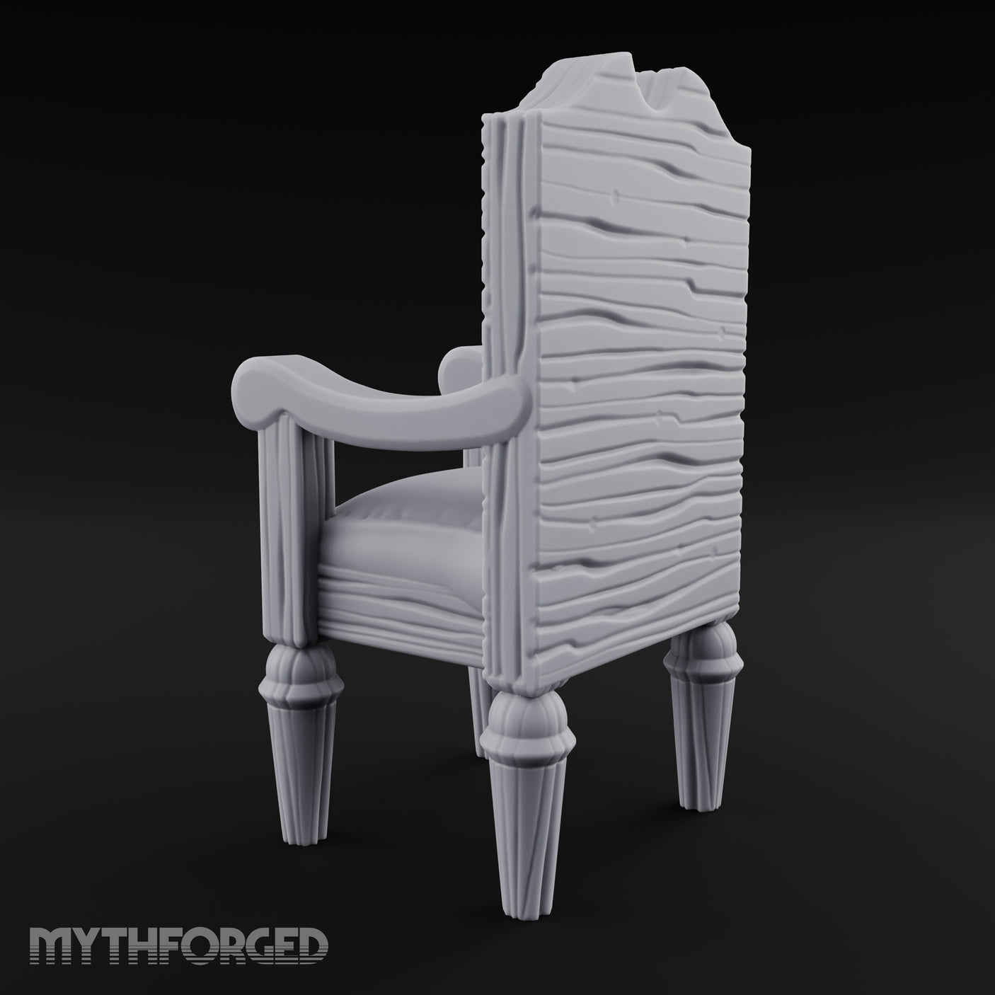 Lattice-Backed Cushion-Seated Pirate Captain's Chair Miniature for Dungeons and Dragons, Pathfinder or other TTRPGs