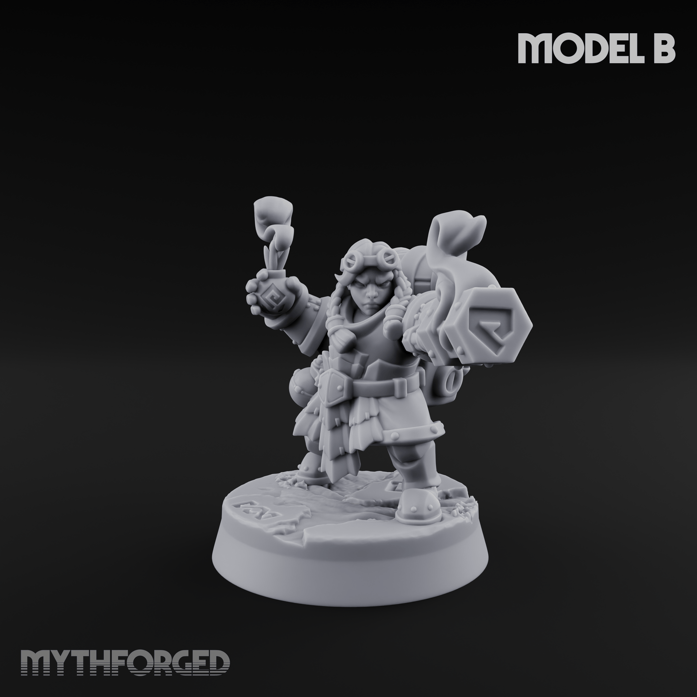 Clicking and Whirring Dwarf Artificers Miniature for Dungeons and Dragons, Pathfinder or other TTRPGs