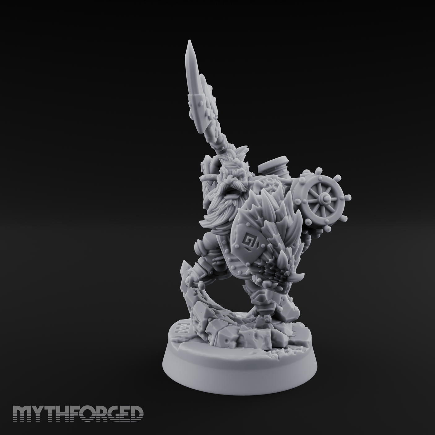 Weapon Held High Triumphant Fire Dwarf Warlord Miniature for Dungeons and Dragons, Pathfinder or other TTRPGs