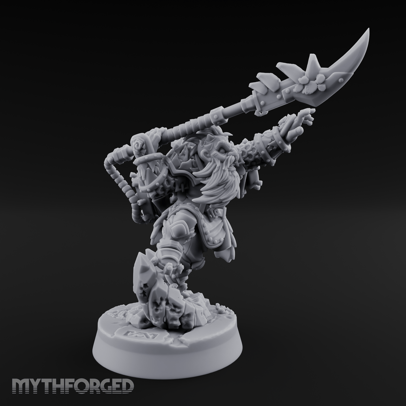 Weapon Held High Triumphant Fire Dwarf Warlord Miniature for Dungeons and Dragons, Pathfinder or other TTRPGs
