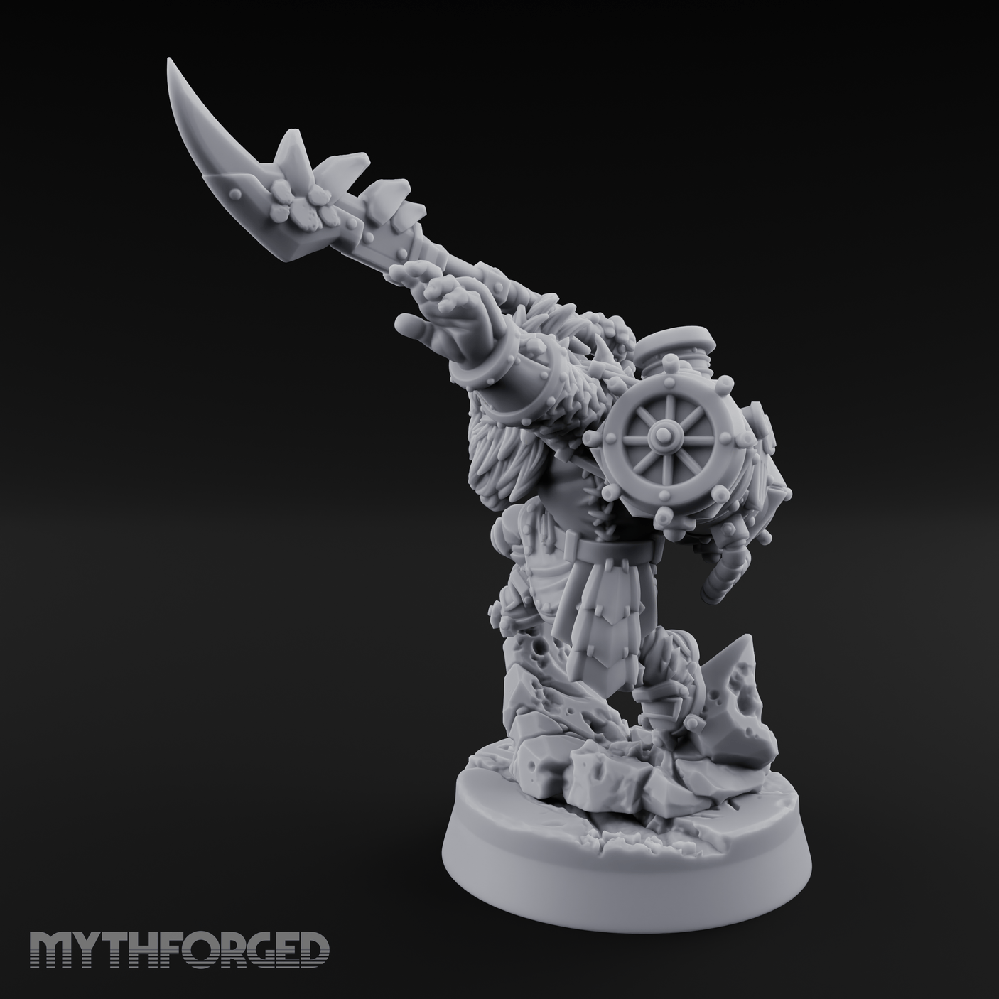 Weapon Held High Triumphant Fire Dwarf Warlord Miniature for Dungeons and Dragons, Pathfinder or other TTRPGs