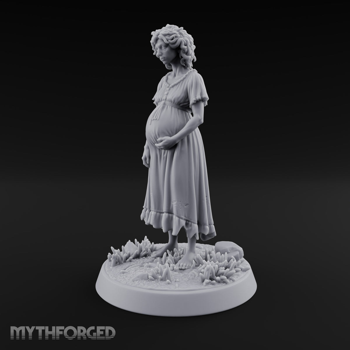 Expecting the Unspeakable Human Pregnant Woman in Tattered Dress