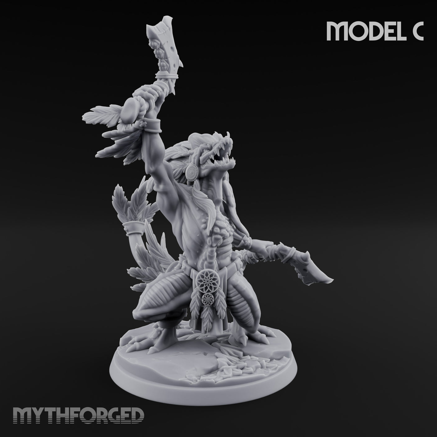 Leaf And Bone Adorned Lizardfolk Shaman C