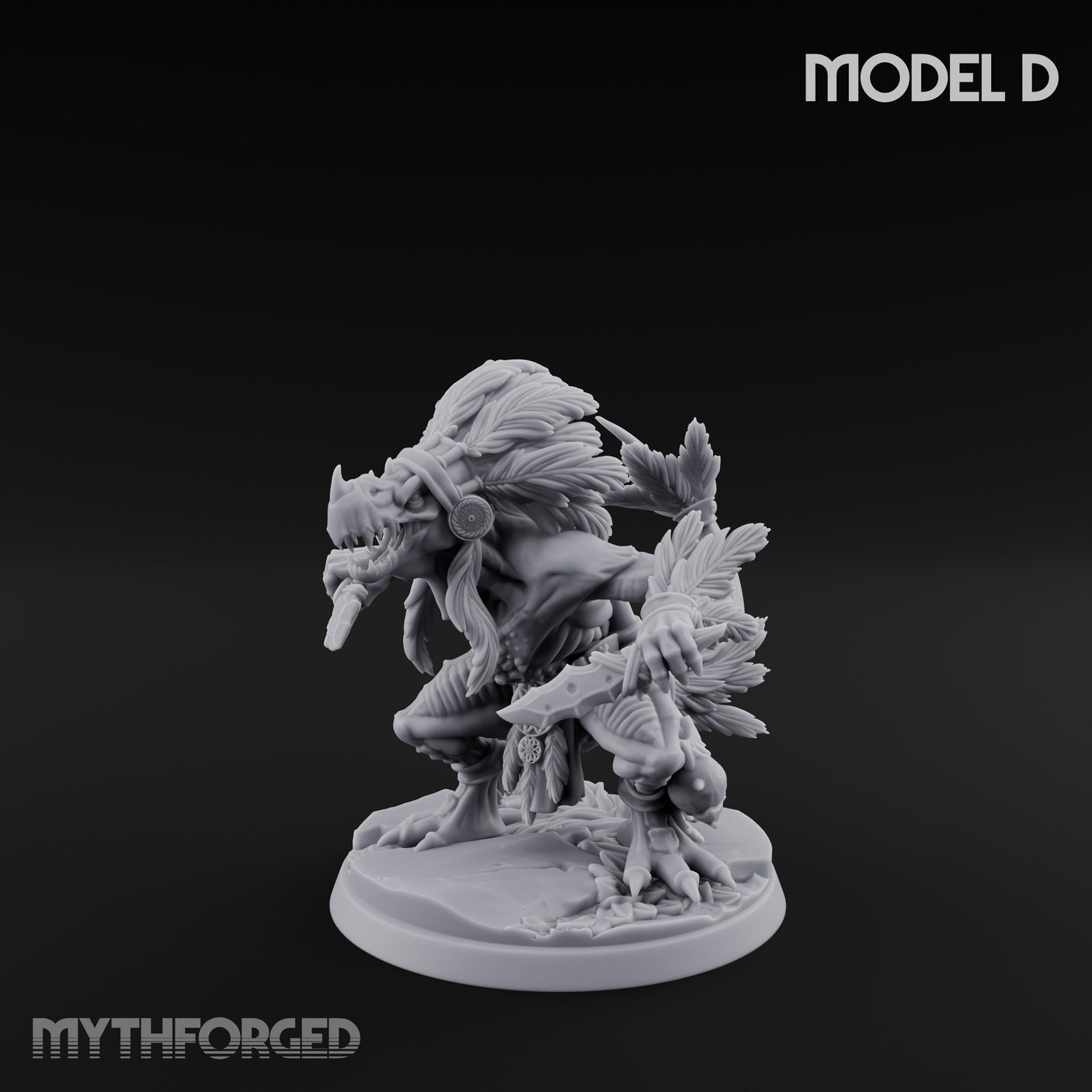 Leaf And Bone Adorned Lizardfolk Shaman D