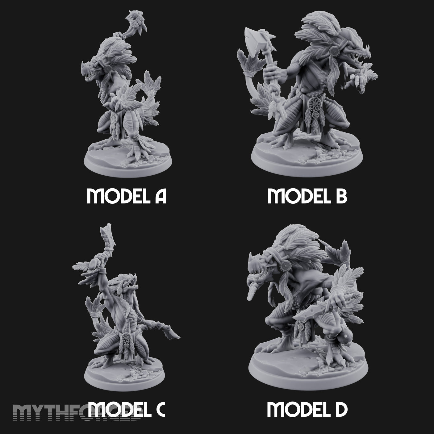 Leaf And Bone Adorned Lizardfolk Shamans Miniature for Dungeons and Dragons, Pathfinder or other TTRPGs