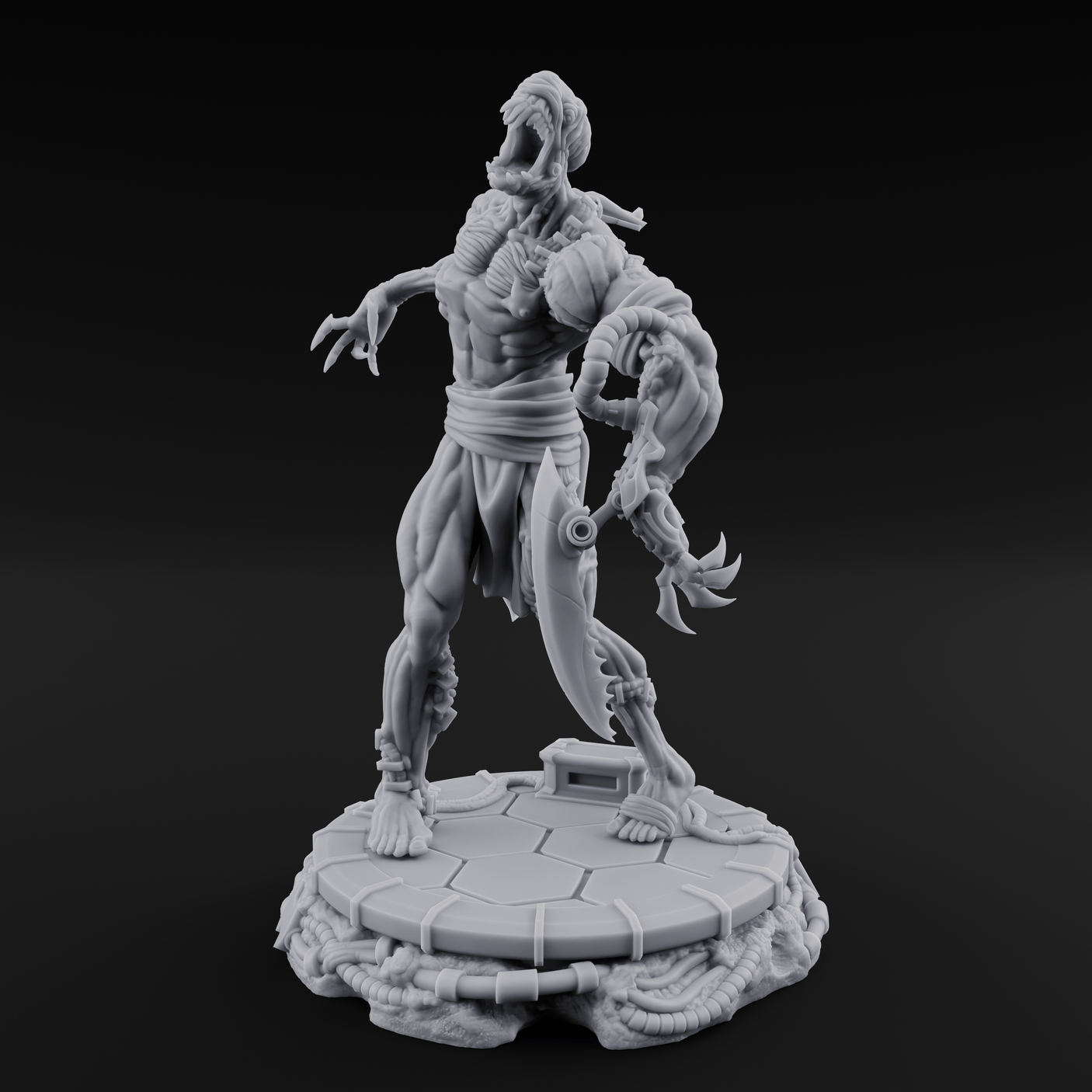Jaw Dropping Cyborg Mutant A Miniature for Dungeons and Dragons, Pathfinder or other TTRPGs