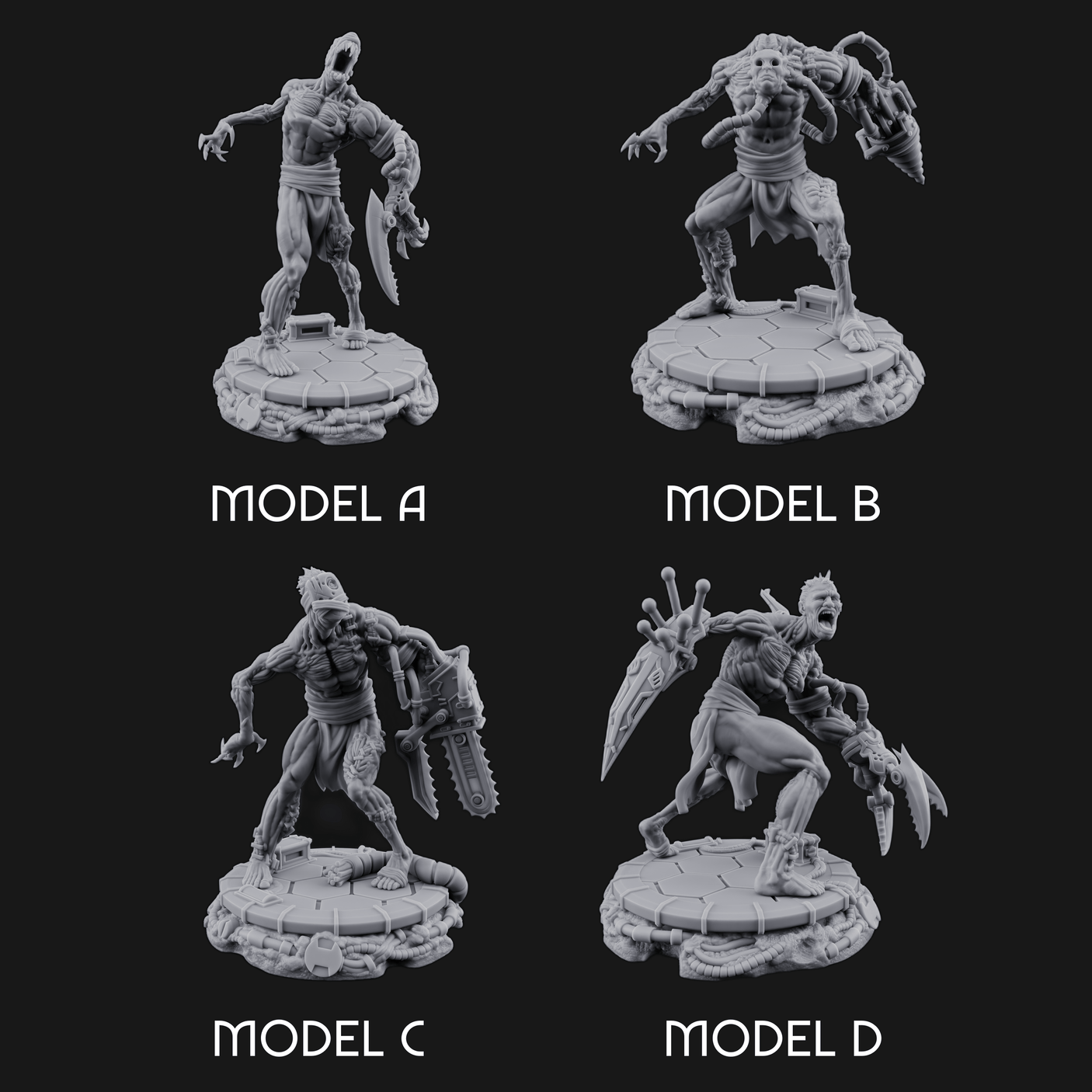 Jaw Dropping Cyborg Mutants Miniature for Dungeons and Dragons, Pathfinder or other TTRPGs