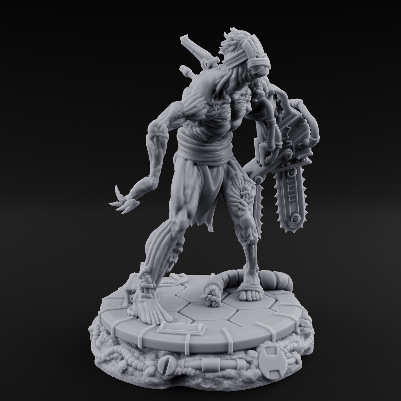 Jaw Dropping Cyborg Mutants Miniature for Dungeons and Dragons, Pathfinder or other TTRPGs