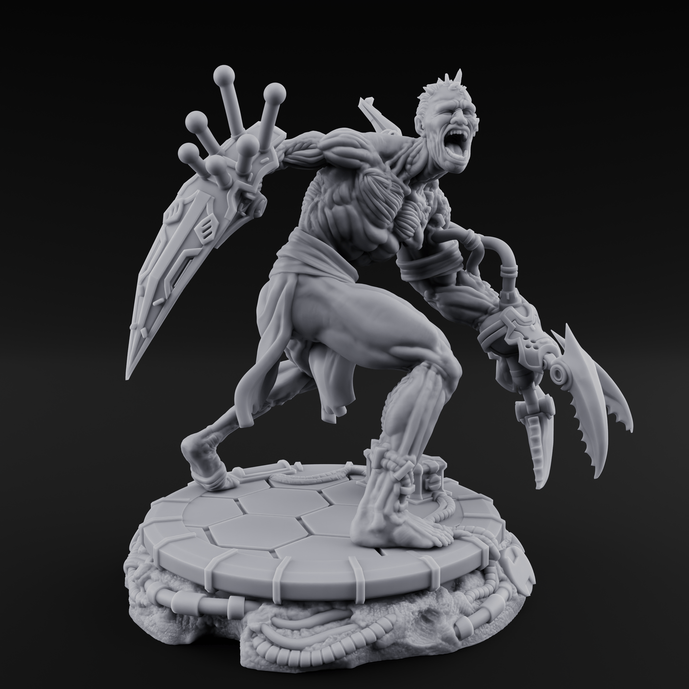 Jaw Dropping Cyborg Mutants Miniature for Dungeons and Dragons, Pathfinder or other TTRPGs