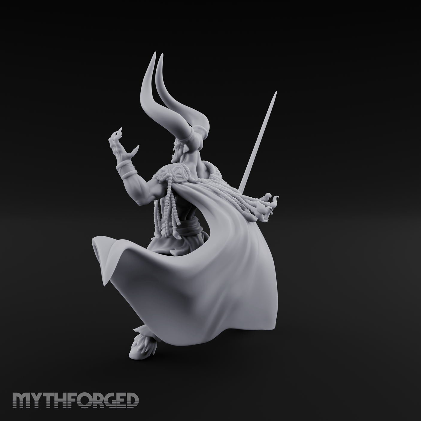 Horns Raised Roaring Demon Warlord Miniature for Dungeons and Dragons, Pathfinder or other TTRPGs