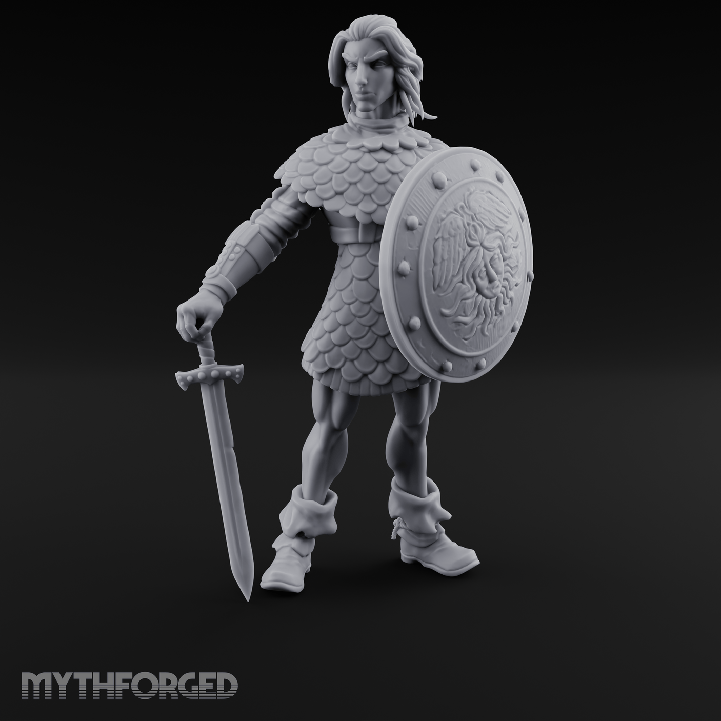 Shield And Blade Ready Human Warrior Miniature for Dungeons and Dragons, Pathfinder or other TTRPGs