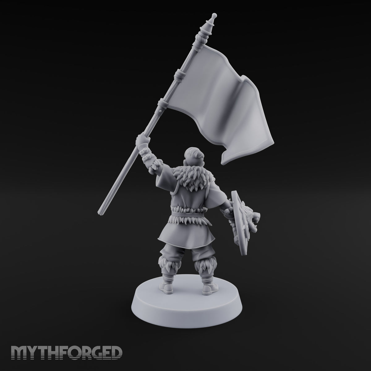 Shields Studded, Moustaches Bristling Human Sabre and Shield Warrior C