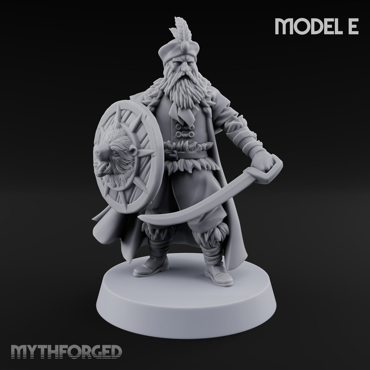 Shields Studded, Moustaches Bristling Human Sabre and Shield Warrior E