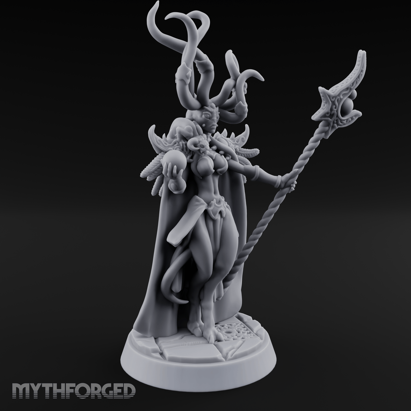 Tentacles Raised High Demon Sorcerer Miniature for Dungeons and Dragons, Pathfinder or other TTRPGs