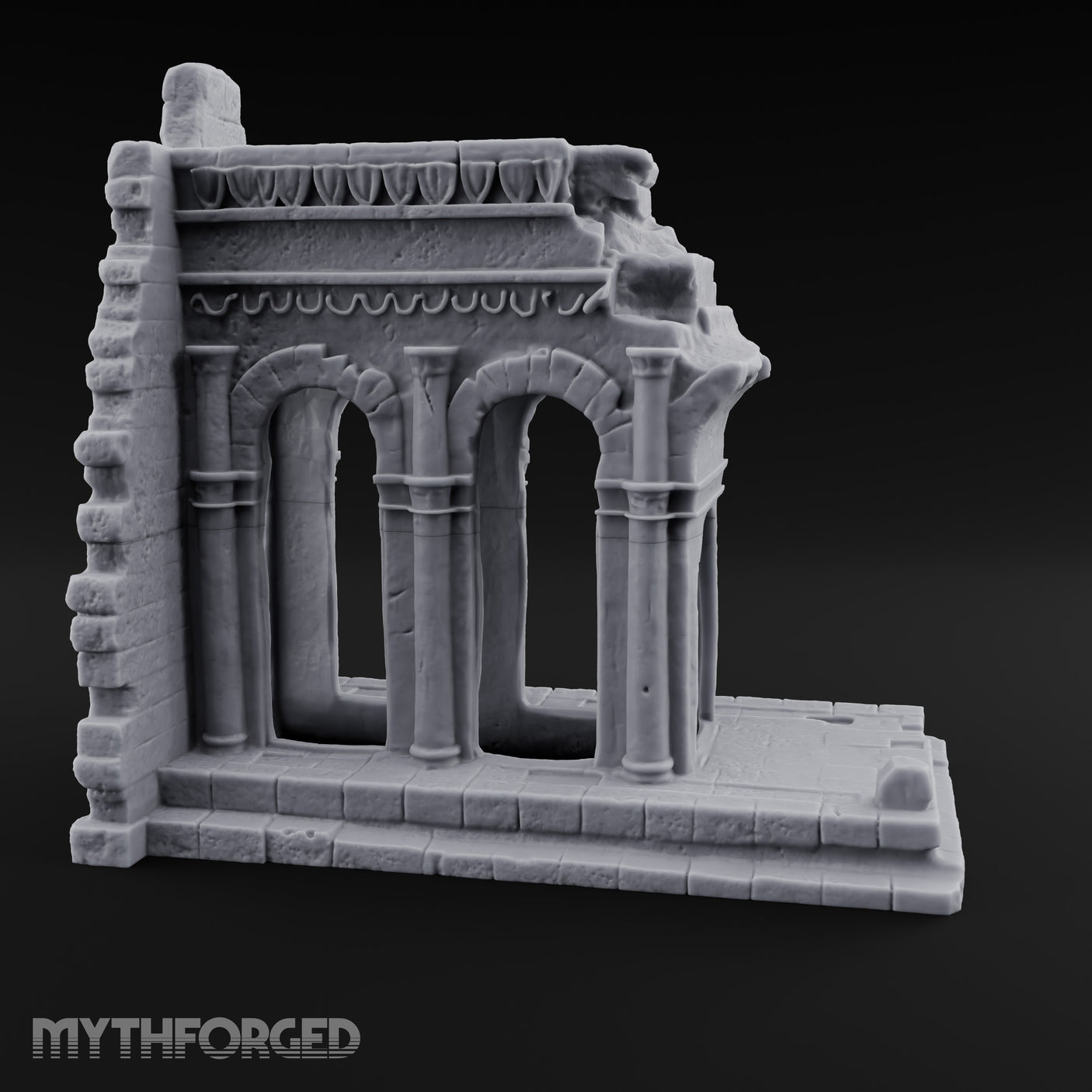 Lintel-Draped Facade-Sheared Temple Gateway Ruins Miniature for Dungeons and Dragons, Pathfinder or other TTRPGs