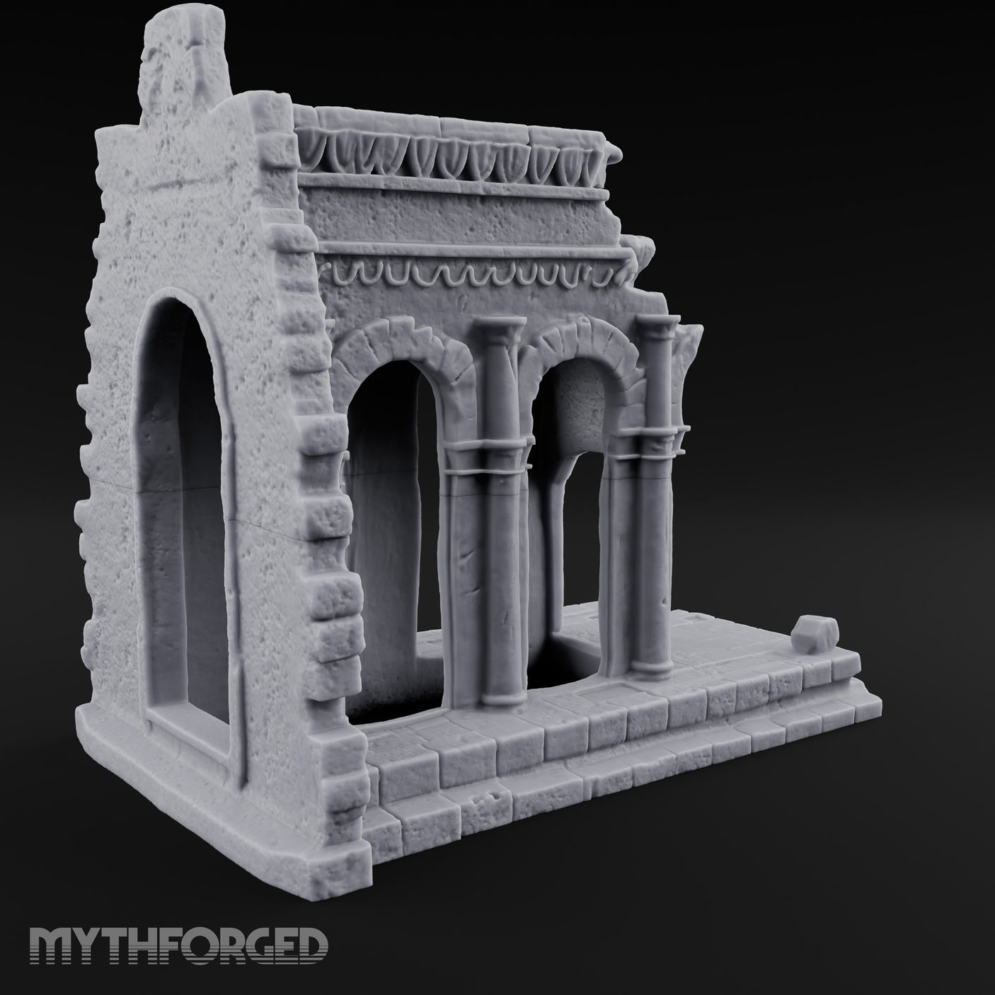 Lintel-Draped Facade-Sheared Temple Gateway Ruins Miniature for Dungeons and Dragons, Pathfinder or other TTRPGs