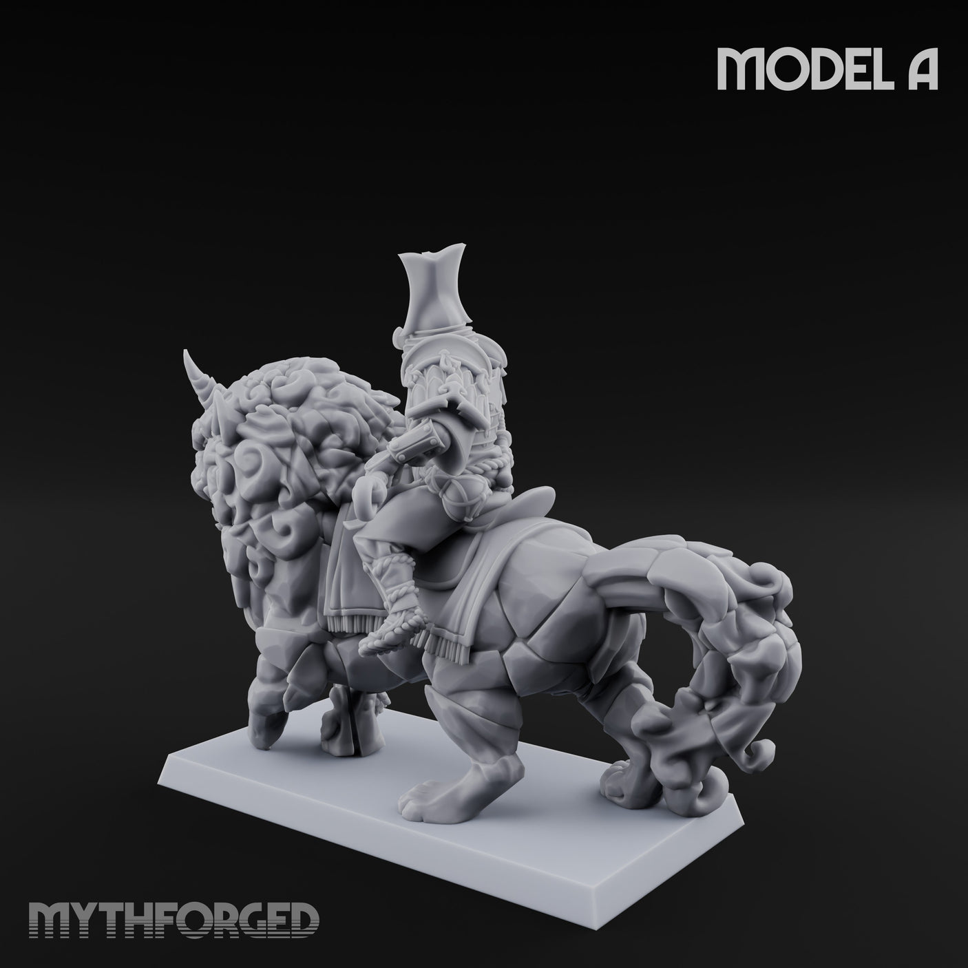 Lion Dog Riding Mounted Thunder Warrior A Miniature for Dungeons and Dragons, Pathfinder or other TTRPGs