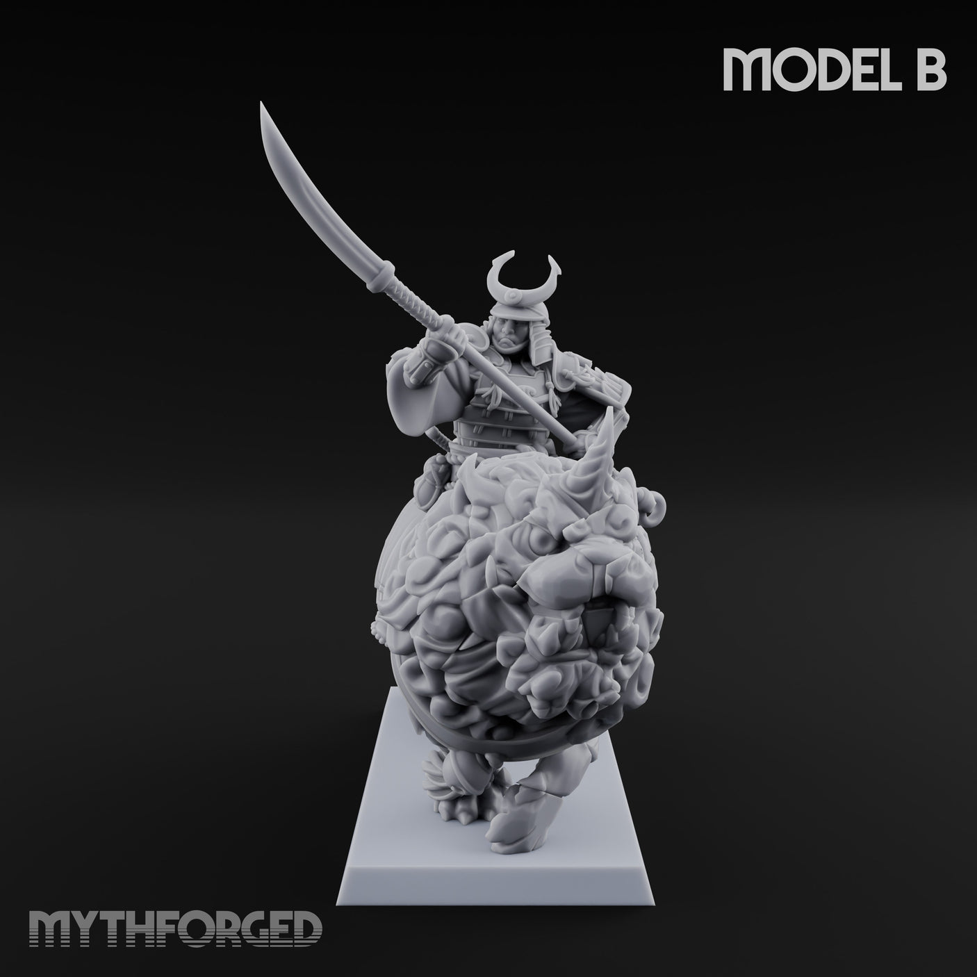 Lion Dog Riding Mounted Thunder Warriors Miniature for Dungeons and Dragons, Pathfinder or other TTRPGs