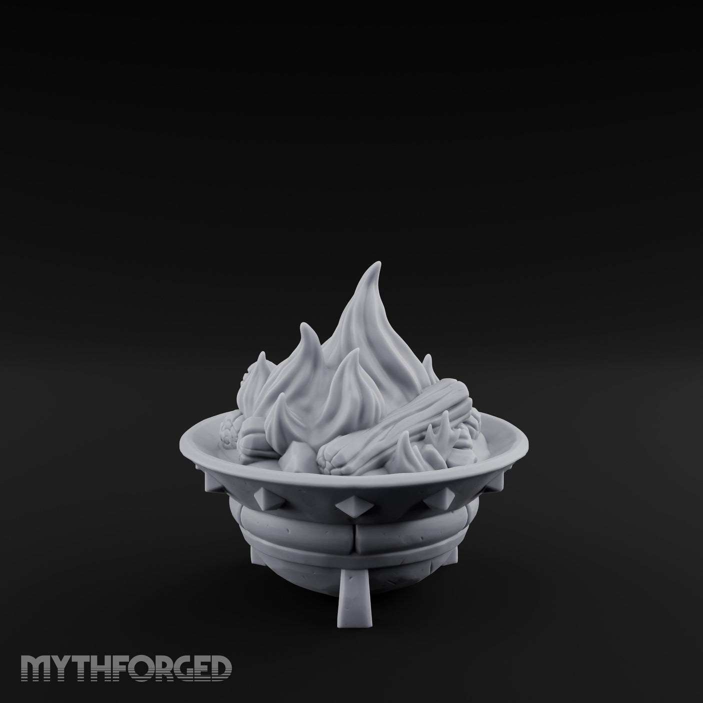 Log-Fueled Diamond-Banded Fire Brazier Miniature for Dungeons and Dragons, Pathfinder or other TTRPGs