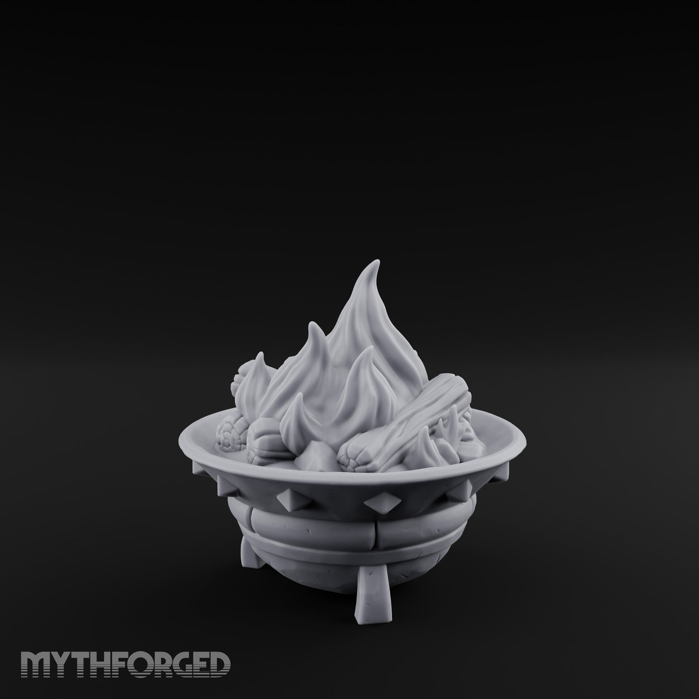 Log-Fueled Diamond-Banded Fire Brazier Miniature for Dungeons and Dragons, Pathfinder or other TTRPGs