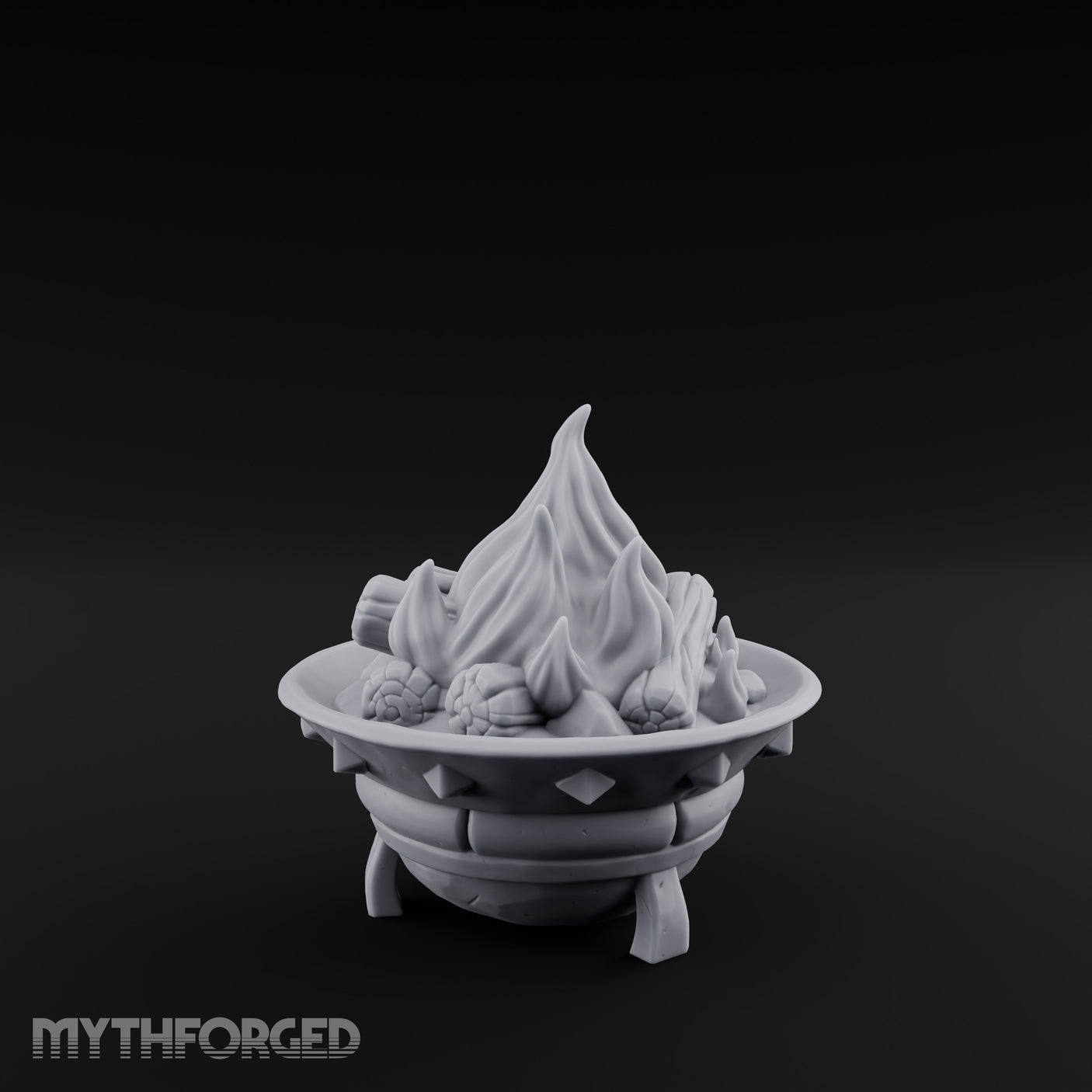 Log-Fueled Diamond-Banded Fire Brazier Miniature for Dungeons and Dragons, Pathfinder or other TTRPGs