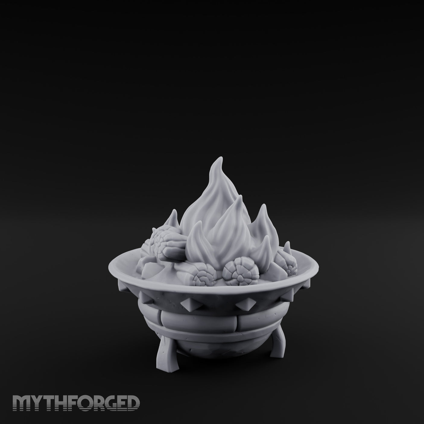 Log-Fueled Diamond-Banded Fire Brazier Miniature for Dungeons and Dragons, Pathfinder or other TTRPGs