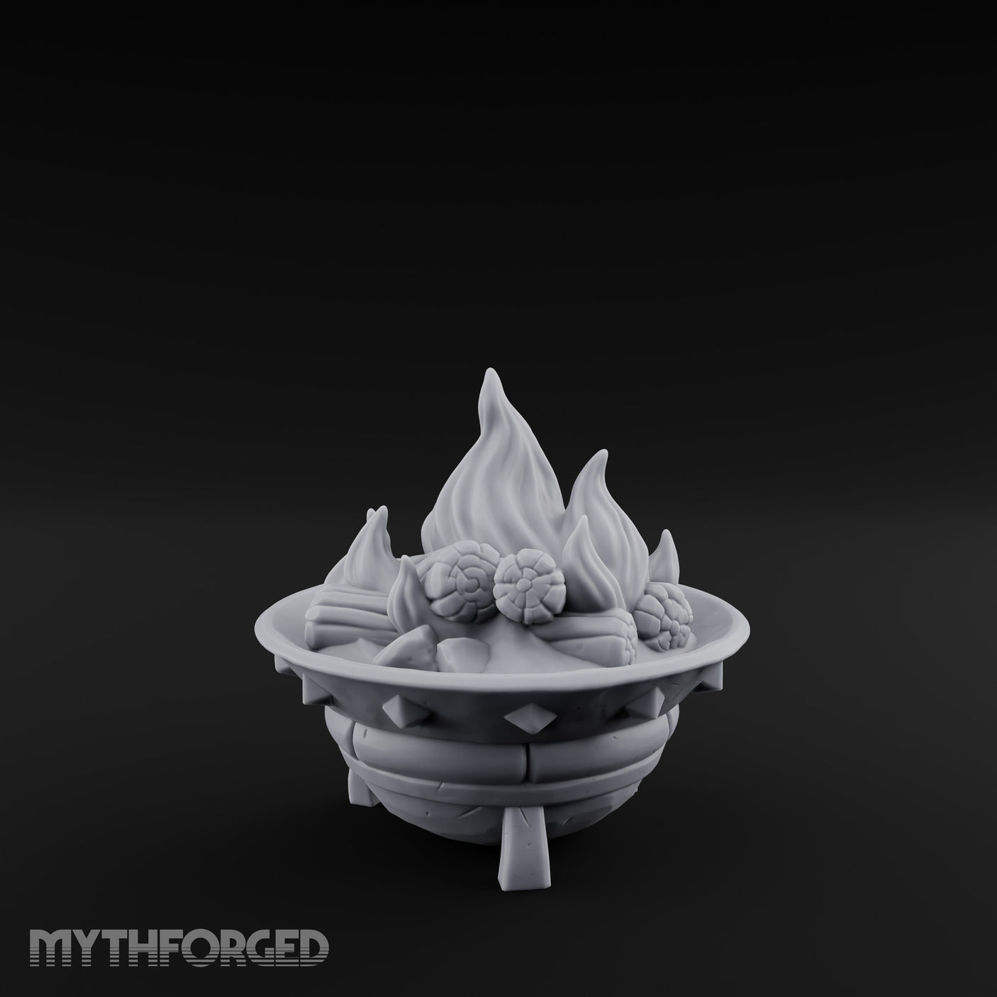 Log-Fueled Diamond-Banded Fire Brazier Miniature for Dungeons and Dragons, Pathfinder or other TTRPGs