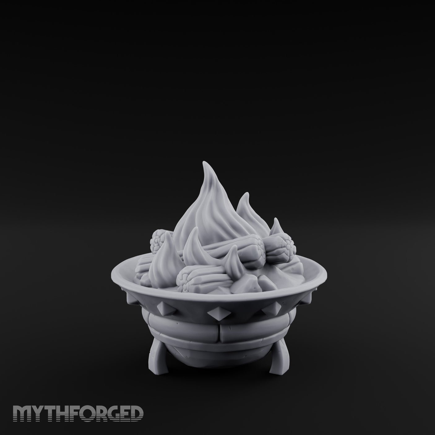Log-Fueled Diamond-Banded Fire Brazier Miniature for Dungeons and Dragons, Pathfinder or other TTRPGs
