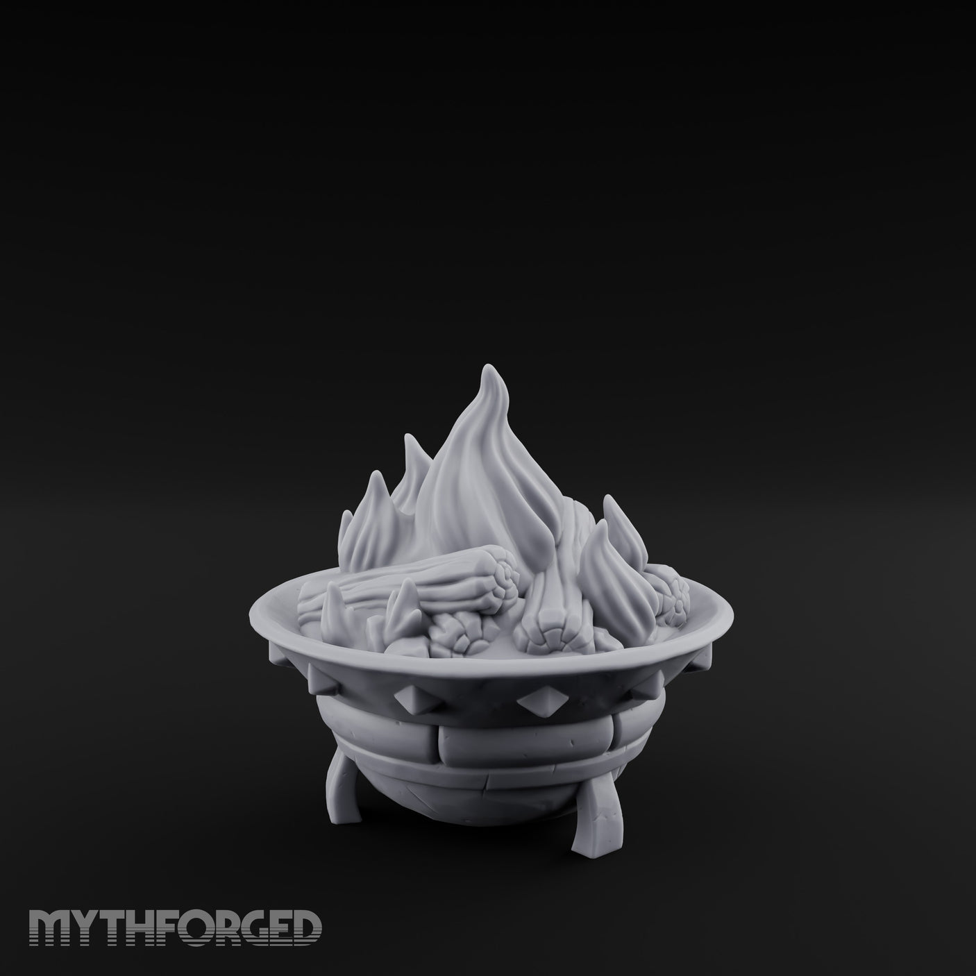 Log-Fueled Diamond-Banded Fire Brazier Miniature for Dungeons and Dragons, Pathfinder or other TTRPGs