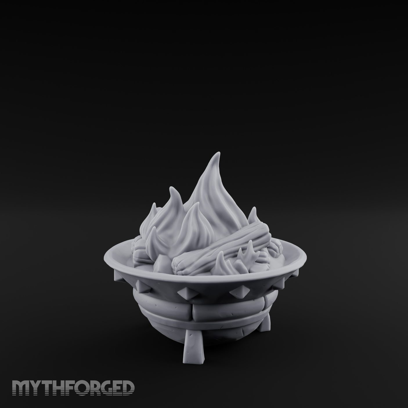 Log-Fueled Diamond-Banded Fire Brazier Miniature for Dungeons and Dragons, Pathfinder or other TTRPGs