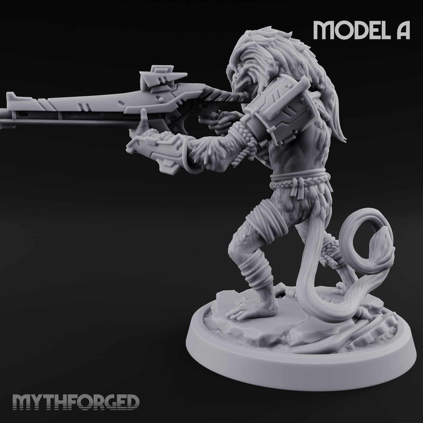 Long Rifle Prowling Simian Sniper A Miniature for Dungeons and Dragons, Pathfinder or other TTRPGs