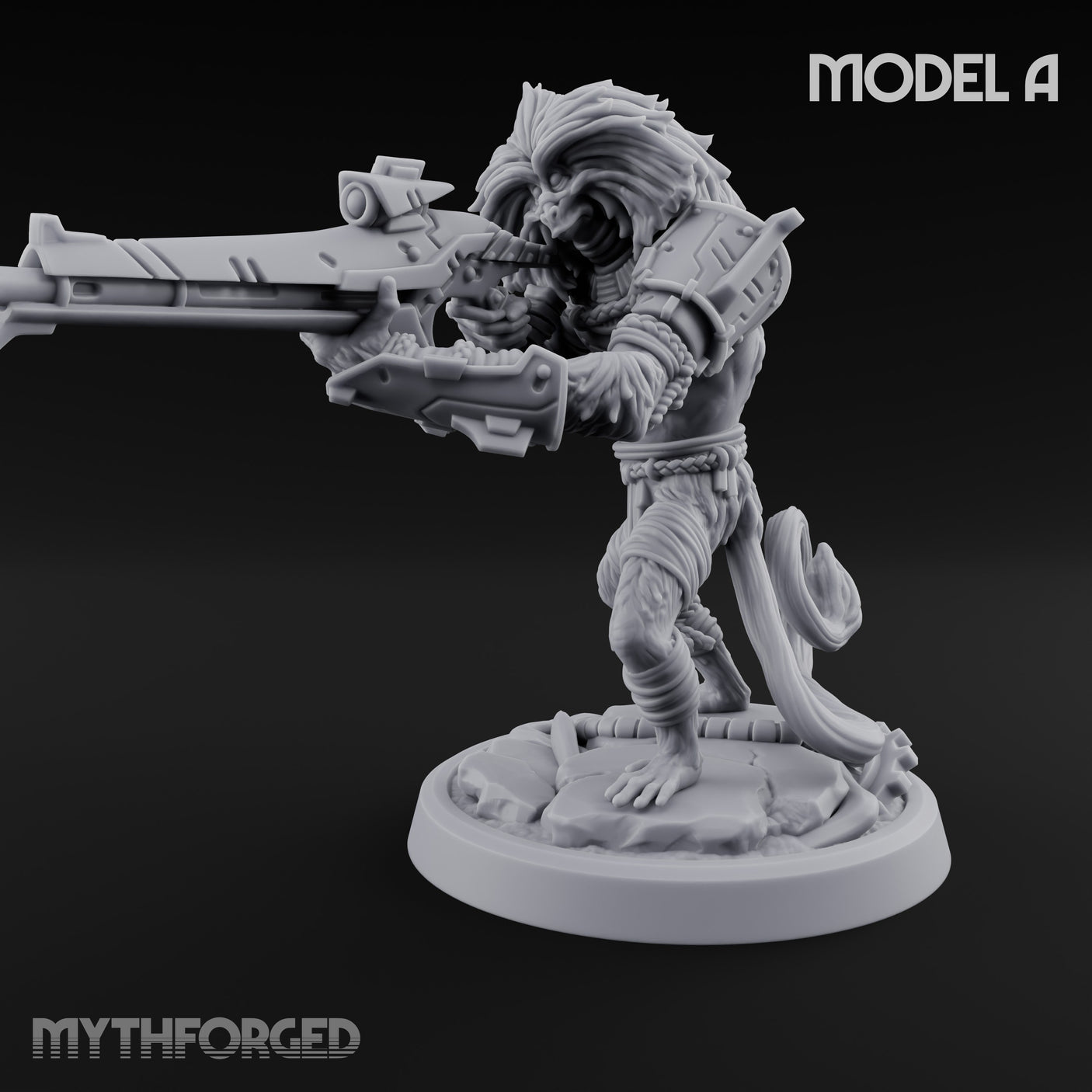 Long Rifle Prowling Simian Sniper A Miniature for Dungeons and Dragons, Pathfinder or other TTRPGs