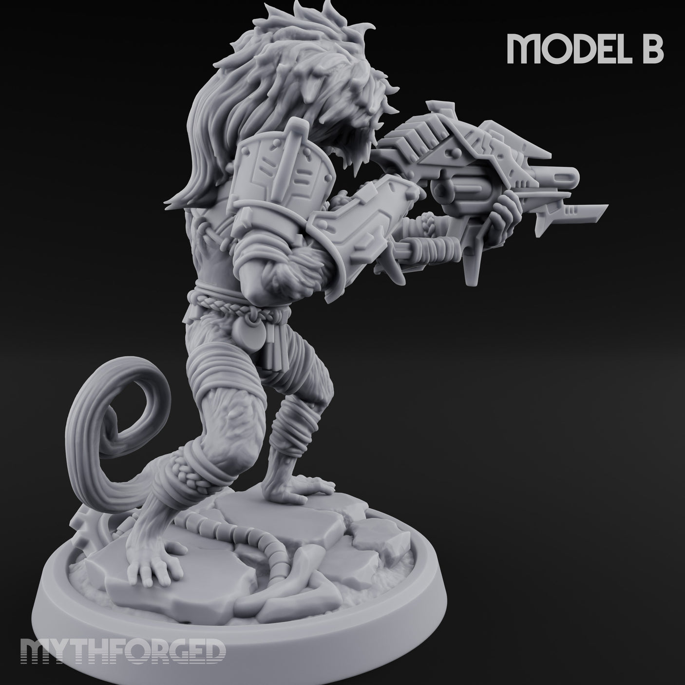 Long Rifle Prowling Simian Sniper B Miniature for Dungeons and Dragons, Pathfinder or other TTRPGs