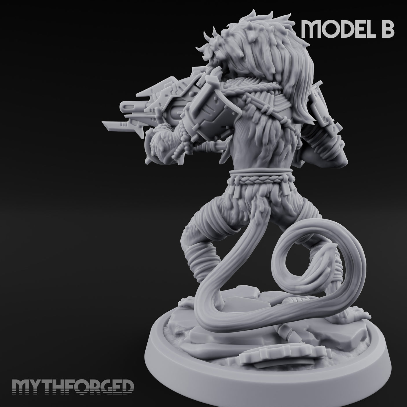 Long Rifle Prowling Simian Sniper B Miniature for Dungeons and Dragons, Pathfinder or other TTRPGs