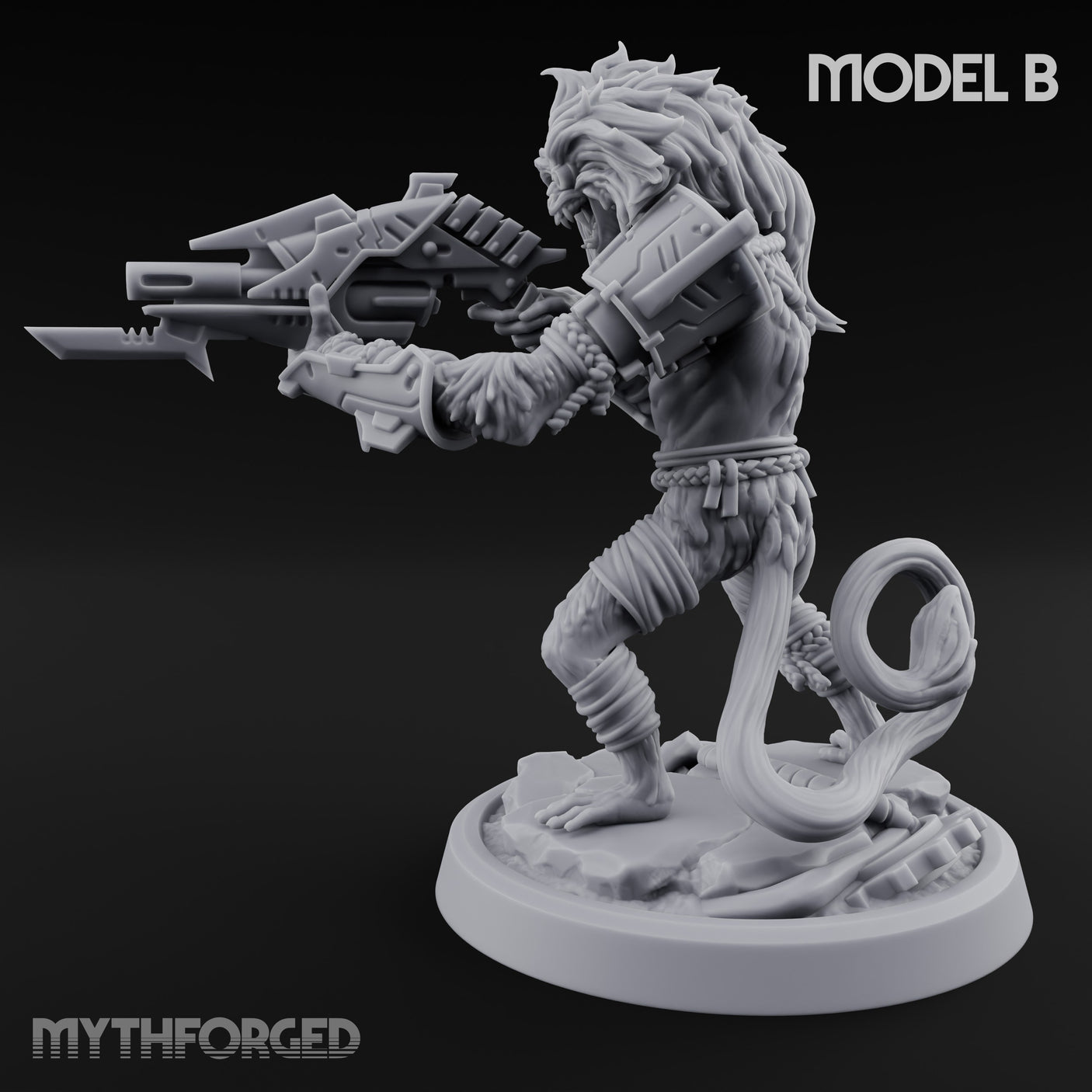 Long Rifle Prowling Simian Sniper B Miniature for Dungeons and Dragons, Pathfinder or other TTRPGs
